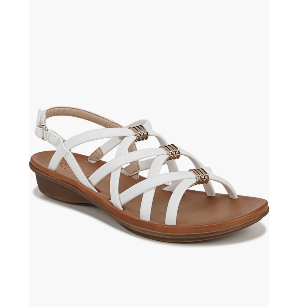 Soul Naturalizer Sierra Strappy Sandals White Smooth Faux Leather Women’s 10